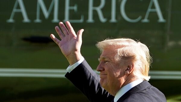 U.S. President Donald Trump waves as he walks on South Lawn of the White House before his departure to Greer, South Carolina, in Washington - Sputnik Afrique