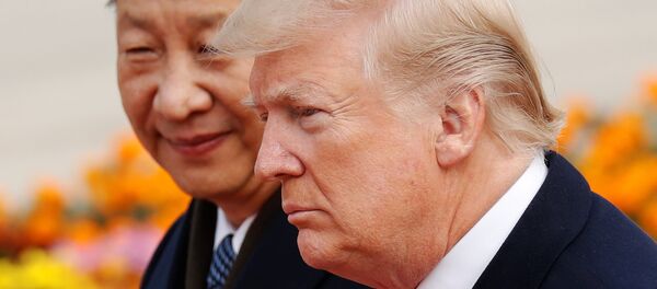 U.S. President Donald Trump takes part in a welcoming ceremony with China's President Xi Jinping in Beijing, China, November 9, 2017. - Sputnik Afrique
