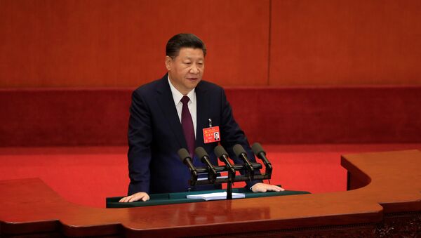 China's President Xi Jinping speaks during the opening session of the 19th National Congress of the Communist Party of China at the Great Hall of the People in Beijing, China October 18, 2017, - Sputnik Afrique