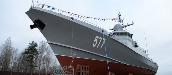 Cérémonie de mise à l'eau de la corvette lance-missiles Taïfoun du projet 22800 à Saint-Pétersbourg - Sputnik Afrique