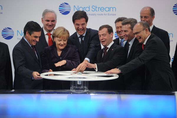 Le lancement de Nord Stream 1, le 8 novembre 2011 Le lancement de Nord Stream 1, le 8 novembre 2011 - Sputnik Afrique
