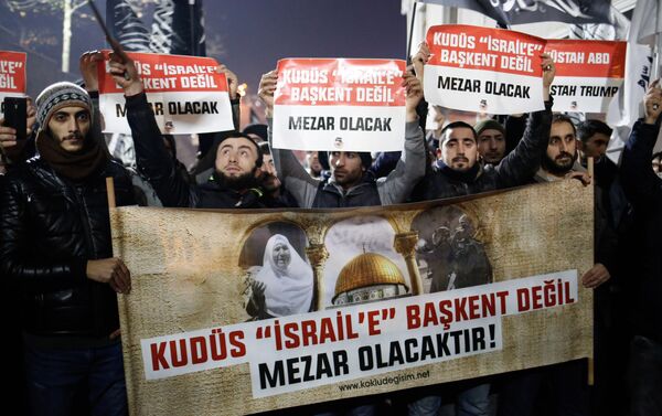 Manifestation à Istanbul après la décision de Donald Trump de reconnaître Jérusalem comme capitale d’Israël - Sputnik Afrique