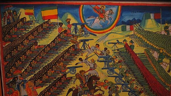 Ethiopian painting depicting the battle of Adwa. - Sputnik Afrique