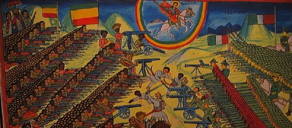 Ethiopian painting depicting the battle of Adwa. - Sputnik Afrique