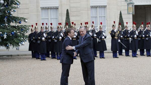 Emmanuel Macron et  le Président turc, M.Erdogan - Sputnik Afrique