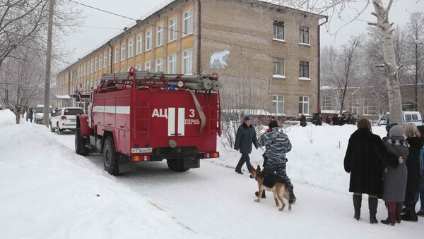 A view shows a local school after reportedly several unidentified people wearing masks injured schoolchildren with knives in the city of Perm, Russia January 15, 2018 - Sputnik Afrique