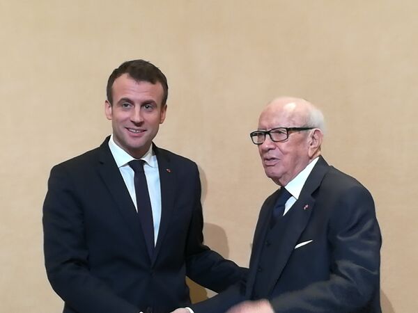 Beji Caïd Essebsi et Emmanuel Macron, 31 janvier 2018, à Carthage Beji Caïd Essebsi et Emmanuel Macron, 31 janvier 2018, à Carthage - Sputnik Afrique