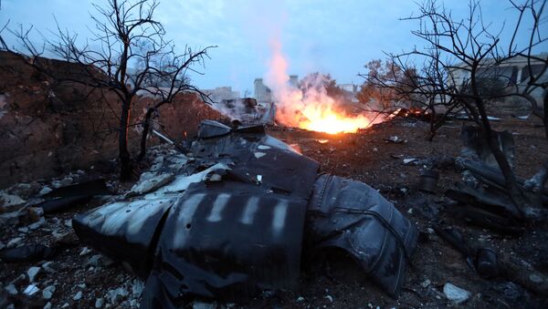 Le lieu de crash du Su-25 abattu en Syrie le 3 février 2017 - Sputnik Afrique