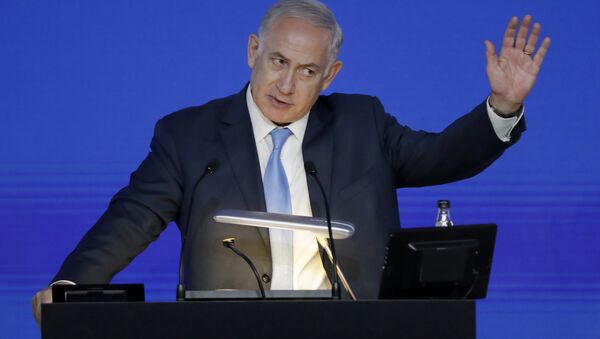 Israeli Prime Minister Benjamin Netanyahu gives an address at the London Stock Exchange in the City of London, Friday, Nov. 3, 2017. - Sputnik Afrique