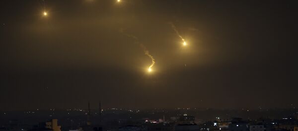 File Photo of Rockets Exploding Over Israel File Photo of Rockets Exploding Over Israel - Sputnik Afrique