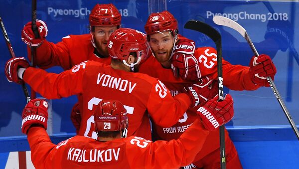 JO 2018. Hockey sur glace entre équipes masculines. Le match remporté par les Russes contre la Norvège - Sputnik Afrique