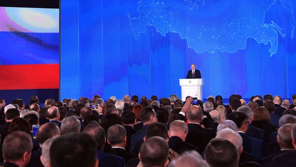 Vladimir Poutine lors du message annuel à l'Assemblée fédérale - Sputnik Afrique