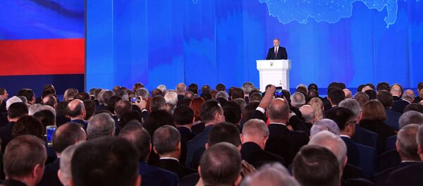 Vladimir Poutine lors du message annuel à l'Assemblée fédérale - Sputnik Afrique