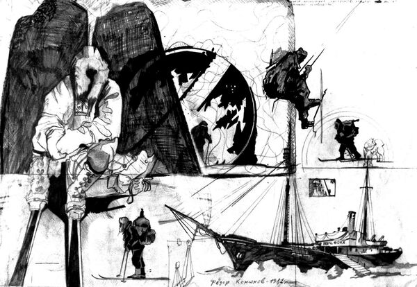 Un dessin au crayon de Fiodor Konioukhov  - Sputnik Afrique