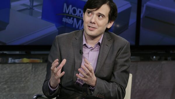 Former pharmaceutical CEO Martin Shkreli speaks during an interview by Maria Bartiromo during her Mornings with Maria Bartiromo program on the Fox Business Network, in New York, Tuesday, Aug. 15, 2017. - Sputnik Afrique