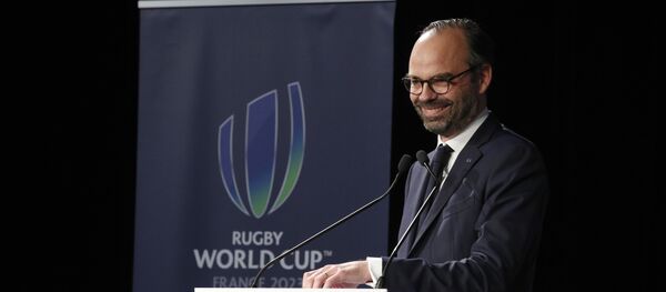 French Prime Minister Edouard Philippe kicks off France's plans to host the 2023 Rugby World Cup, by signing the founding charter of the public body that will organize the championship, at the Stade de France stadium in St Denis, north of Paris, Saturday, March 10, 2018. - Sputnik Afrique