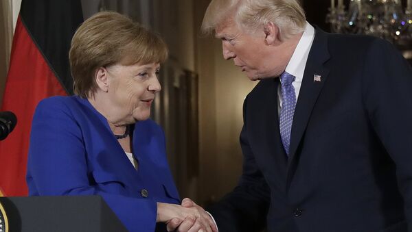 Le Président Trump et la chancelière Merkel le 27 avril 2018 - Sputnik Afrique
