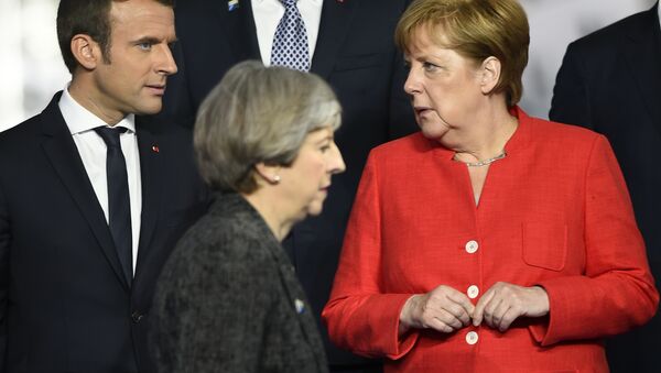 May, Merkel et Macron - Sputnik Afrique