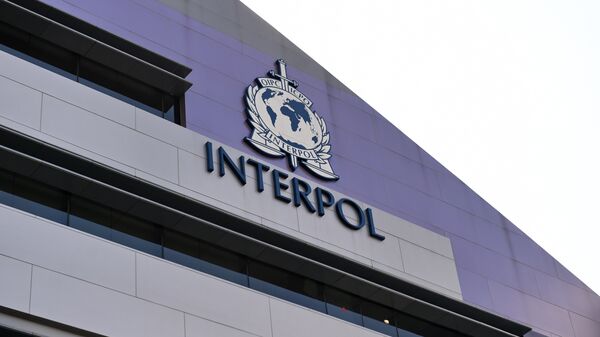 A logo at the newly completed Interpol Global Complex for Innovation building is seen during the inauguration opening ceremony in Singapore on April 13, 2015. The Interpol Global Centre for Innovation opened its doors with officials hoping it will strengthen global efforts to fight increasingly tech-savvy international criminals. - Sputnik Afrique