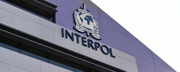 A logo at the newly completed Interpol Global Complex for Innovation building is seen during the inauguration opening ceremony in Singapore on April 13, 2015. The Interpol Global Centre for Innovation opened its doors with officials hoping it will strengthen global efforts to fight increasingly tech-savvy international criminals. - Sputnik Afrique