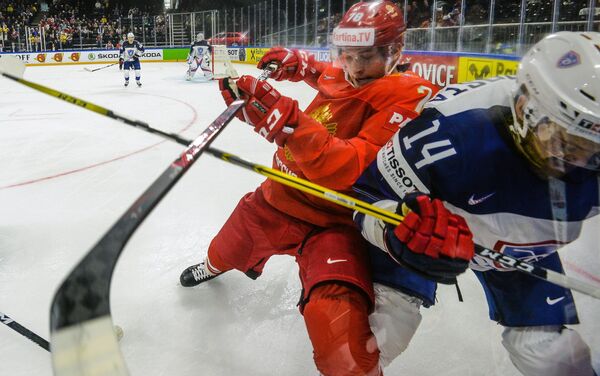 Moments forts du match Russie-France du championnat du monde de hockey sur glace 2018 à Copenhague - Sputnik Afrique