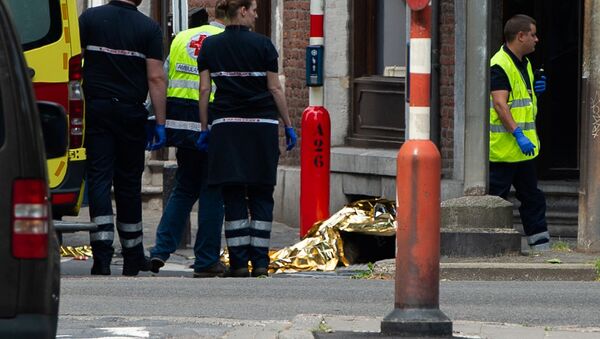 Rescuers are seen following a shooting in Liege, Belgium, May 29, 2018 - Sputnik Afrique