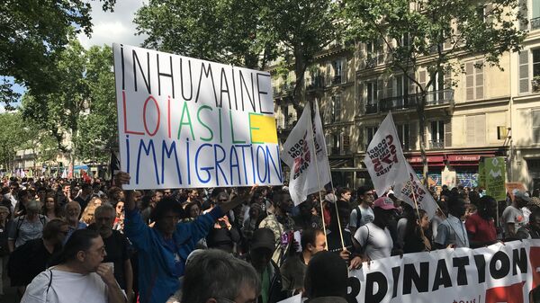 Manifestation pour le retrait du projet de loi asile-immigration à Paris, le 2 juin 2018 - Sputnik Afrique