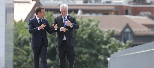 Emmanuel Macron avec Philippe Couillard - Sputnik Afrique