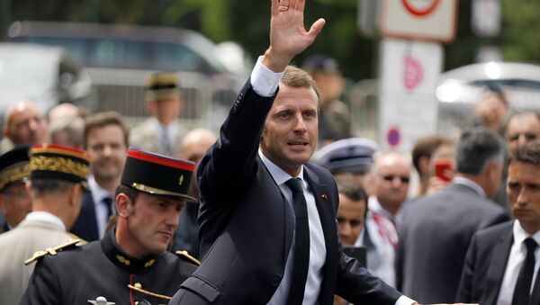 French President Emmanuel Macron attends a ceremony at the Mont Valerien memorial in Suresnes, near Paris - Sputnik Afrique
