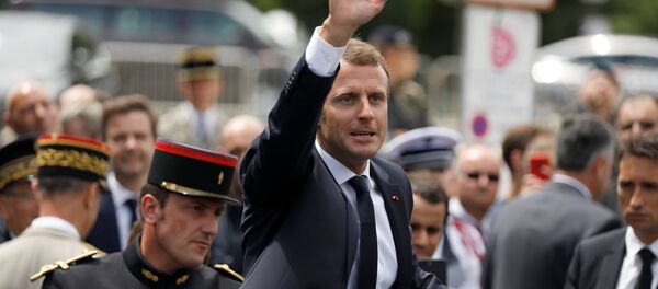 French President Emmanuel Macron attends a ceremony at the Mont Valerien memorial in Suresnes, near Paris - Sputnik Afrique