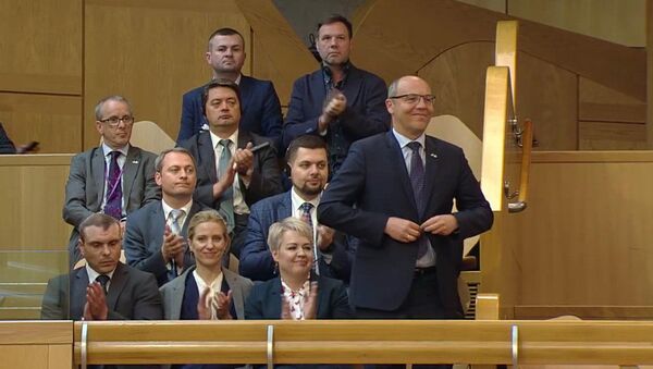 Парламент Шотландии приветствует аплодисментами спикера Верховной Рады Украины Андрея Парубия - Sputnik Afrique