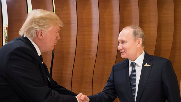 Donald Trump et Vladimir Poutine pendant le sommet du G20 à Hambourg - Sputnik Afrique