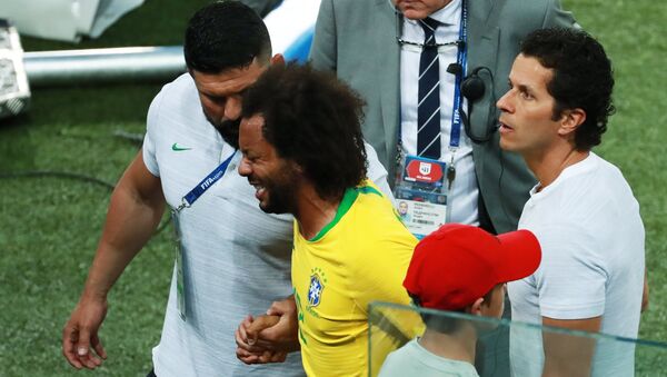 Marcelo lors du match Brésil-Serbie - Sputnik Afrique