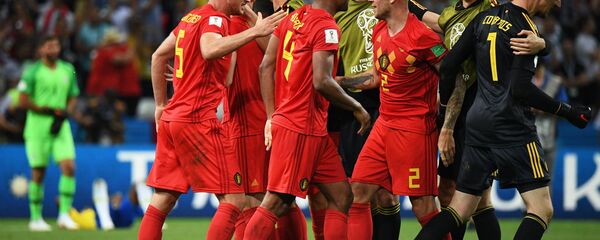 Les Belges après leur victoire sur le Brésil en quarts du Mondial 2018 - Sputnik Afrique
