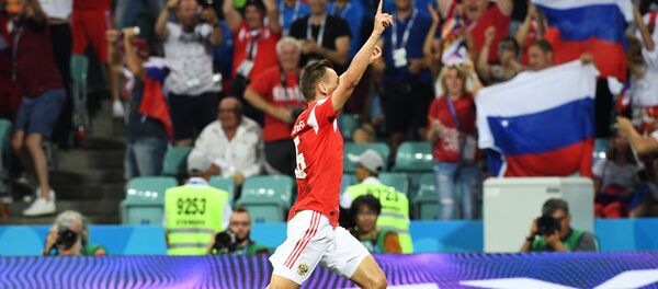 Denis Cheryshev après le premier but du match Russie-Croatie - Sputnik Afrique