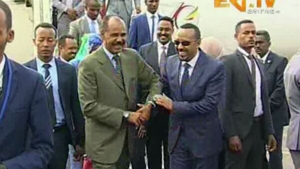 Le Président érythréen, Isaias Afeworki, et le Premier ministre éthiopien, Abiy Ahmed Ali le 8 juillet à Asmara - Sputnik Afrique