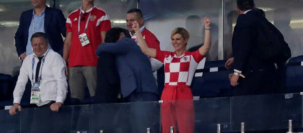 Kolinda Grabar-Kitarovic lors du Mondial 2018 - Sputnik Afrique