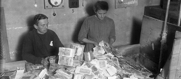 Un tat de billets de banque, République de Weimar en 1923, Allemagne - Sputnik Afrique