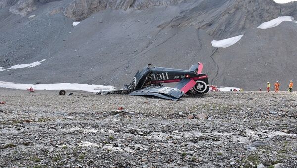 A general view of the accident site of a Junkers Ju-52 airplane of the local airline JU-AIR, which crashed at 2,450 meters (8,038 feet) above sea level near the mountain resort of Flims, Switzerland August 5, 2018. - Sputnik Afrique