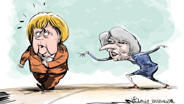 Angela Merkel a ostensiblement refusé de saluer Theresa May - Sputnik Afrique