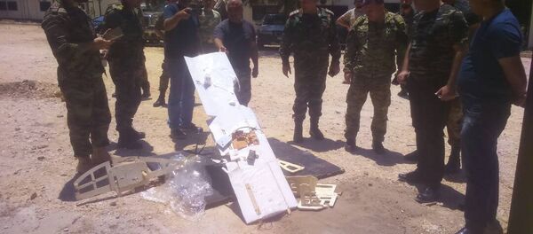 Eine der abgeschossenen Drohnen am russischen Militärstützpunkt Hmeimim - Sputnik Afrique