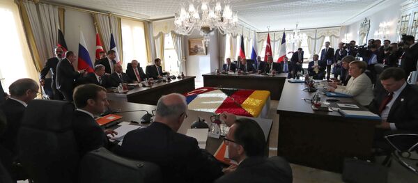 Sommet quadripartite à Istanbul entre la France, la Russie, la Turquie et l'Allemagne sur la Syrie le 27 octobre 2018 - Sputnik Afrique