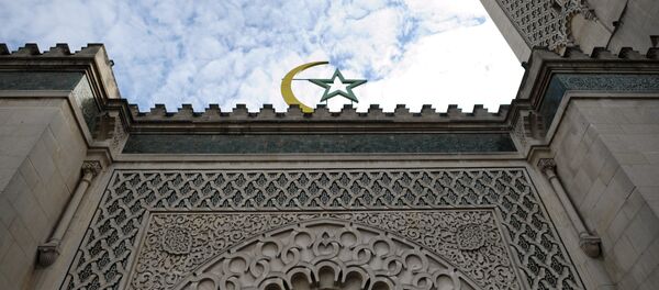 This picture taken on March 11, 2010 in Paris, shows the Islamic crescent at the entrance of the Paris Great Mosque. - Sputnik Afrique