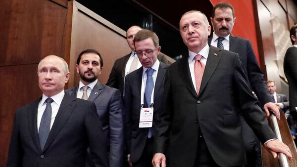 Presidente de Rusia, Vladímir Putin, y presidente de Turquía, Recep Tayyip Erdogan - Sputnik Afrique