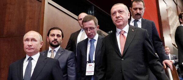Presidente de Rusia, Vladímir Putin, y presidente de Turquía, Recep Tayyip Erdogan - Sputnik Afrique