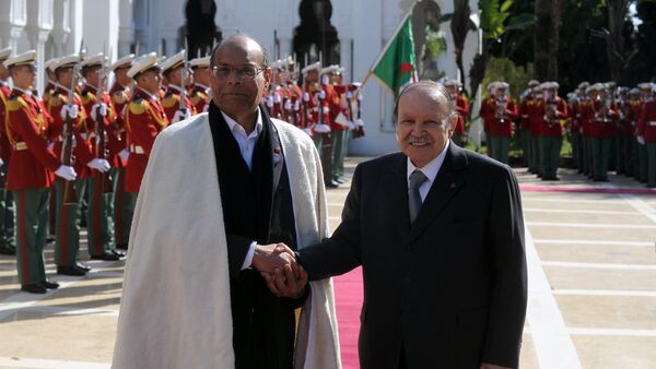 Le Président Abdelaziz Bouteflika et l'ancien Président tunisien Moncef Marzouki le 12 février 2012 à Alger - Sputnik Afrique
