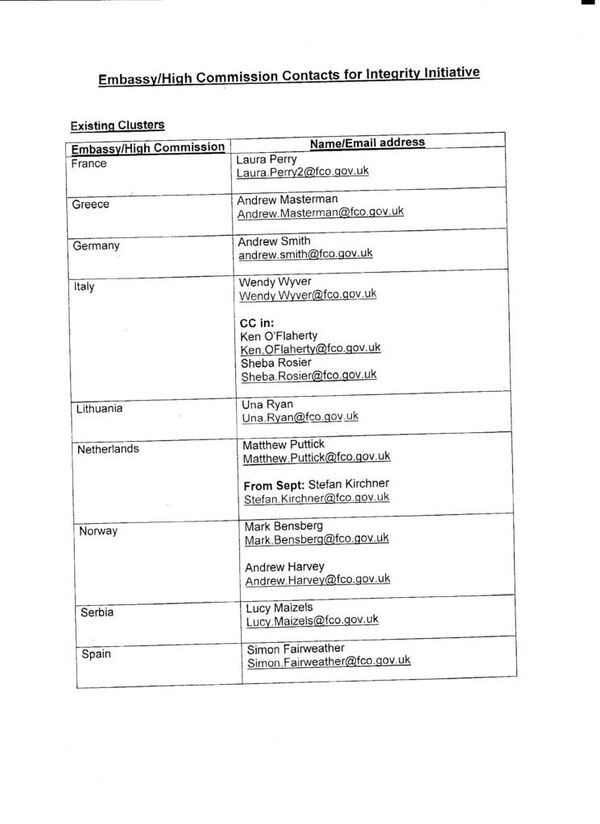 Une capture d’écran d’une liste de contacts secrets dans les ambassades britanniques fournie par Anonymous Une capture d’écran d’une liste de contacts secrets dans les ambassades britanniques fournie par Anonymous - Sputnik Afrique