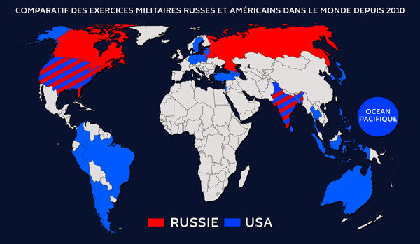 Carte des exercices militaires russes et américains dans le monde depuis 2010 - Sputnik Afrique