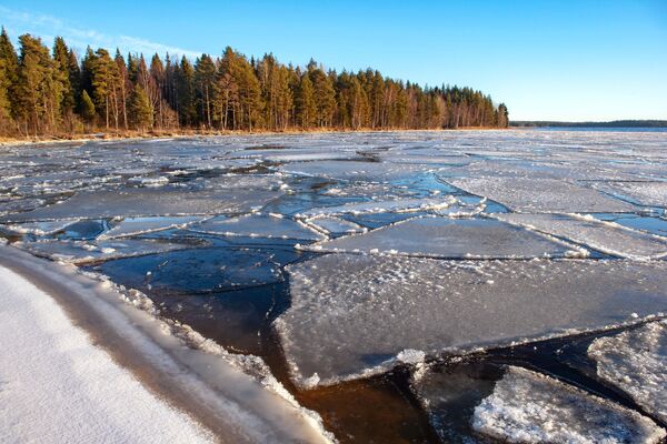 Des glaces flottantes près des rives du lac Onega dans la région de Prionezhski en République de Carélie - Sputnik Afrique