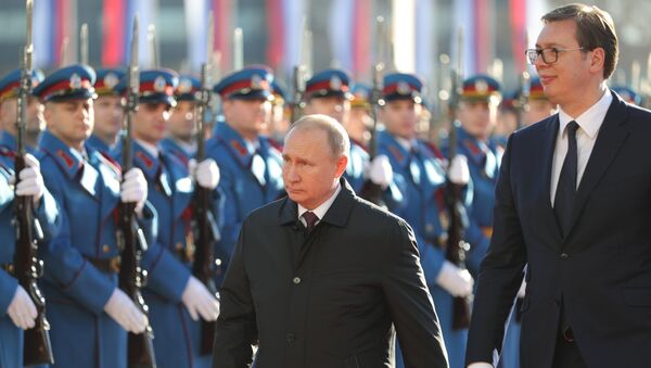 Vladimir Poutine et Aleksandar Vucic à Belgrade - Sputnik Afrique